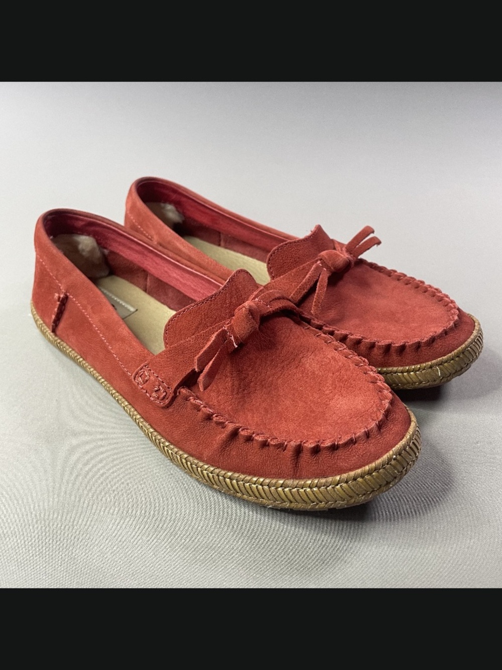 NEW Ugg Shoes Womens 8 red suede leather loafer slip on casual